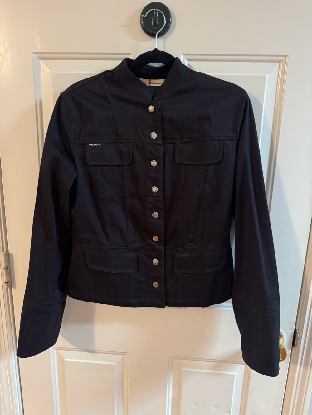 Burberry Black Military-Style Jacket Womens XL - Picture 4 of 11
